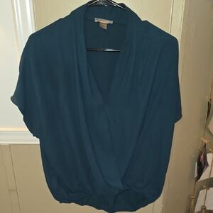 Elegant Teal Drape Blouse
